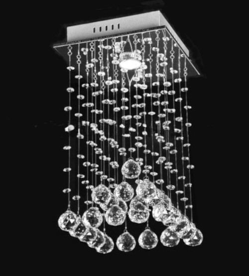 1-light mini square raindrop flush mount modern crystal chandelier for entryway, foyer, 9 ft. ceilings, small mini 1-light flush mount raindrop modern crystal chandelier, small 1-light mini chandelier, mini modern crystal chandelier for high ceiling foyer