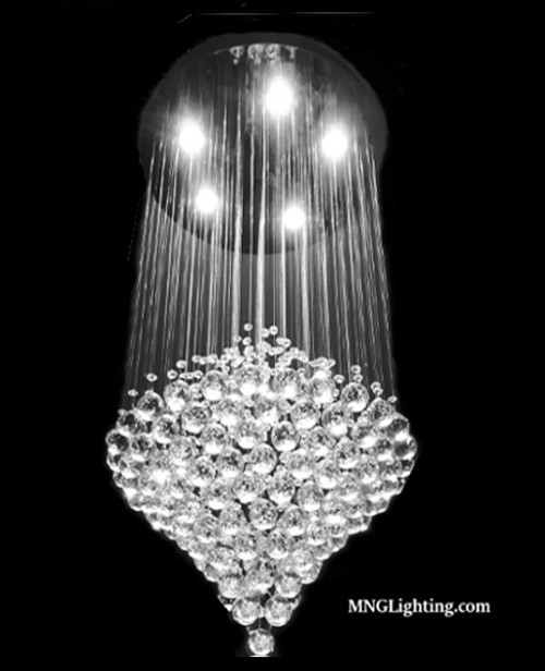 raindrop flush mount polished chrome  5 light modern crystal chandelier lighting fixture MC56190 for living room dining room staircase foyer high ceiling  9 ft. ceiling free shipping across Canada Montreal Quebec