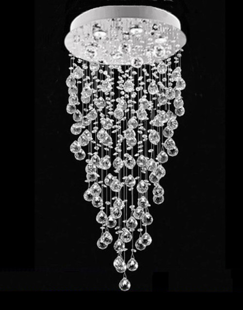 rain drop polished from flush mount 6 light modern crystal chandelier MC00153 for foyer entryway staircase high ceiling free shipping across Canada Montreal Quebec 
