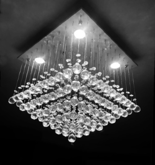 pyramid square flush mount raindrop modern crystal chandelier ceiling light for entryway bedroom living room dining room entrance hallway foyer for sale online in Montreal Canada
