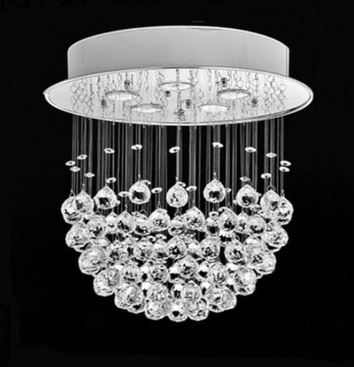 sphere flush mount polished chrome 5 light modern crystal chandelier ceiling light fixture MC78500 for entryway bedroom hallway living room foyer free shipping across Canada Montreal Quebec