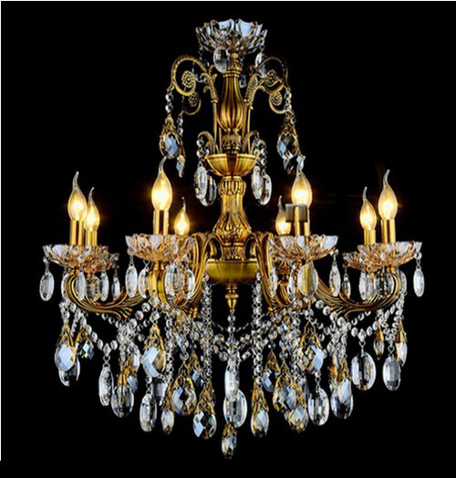 luxury brass bronze 8 lights crystal chandelier CC85048 for dining room high ceilings bedroom entryway foyer shipping in Montreal