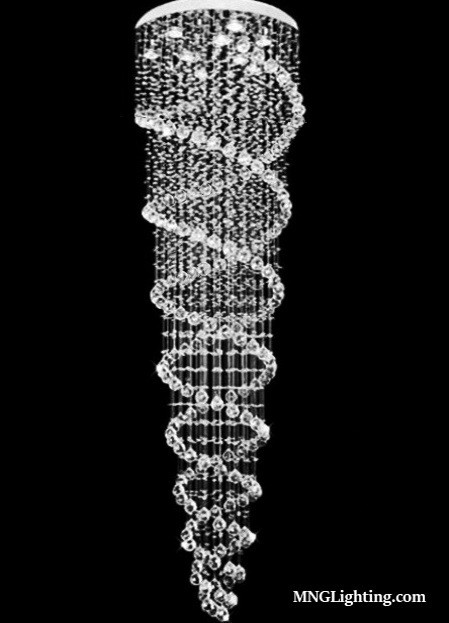 spiral raindrop large long 9 light high ceilings staircase modern crystal chandelier lighting fixture MC92110 for staircase high ceilings foyer entryway with high ceiling free shipping in Montreal Canada Quebec