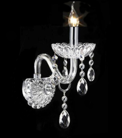 1 light candle crystal wall light sconce lighting fixture CW11615 for entryway stairway dining room living room bedroom foyer free shipping across Canada Montreal Quebec