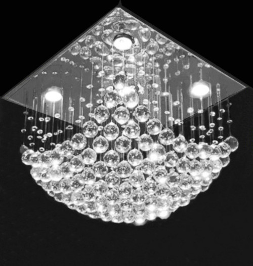 square rain drop flush mount modern crystal chandelier ceiling light fixture for entryway, foyer, living room, dining room, bedroom
