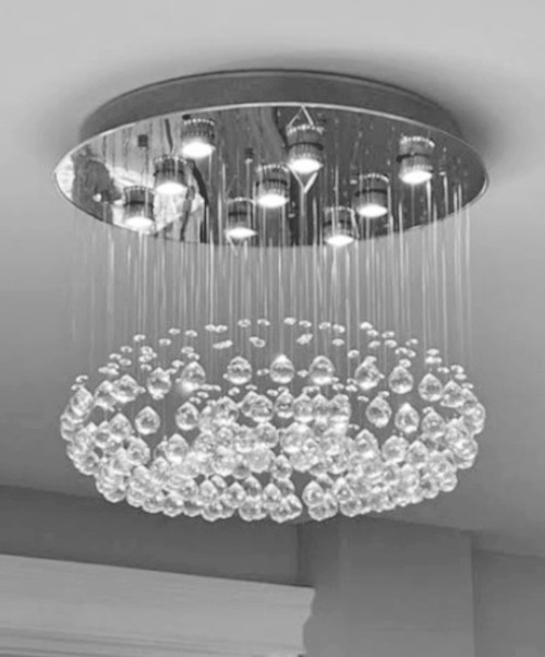 flush mount raindrop polished chrome 9 light modern crystal chandelier lighting fixture MC60319 for living room dining room bedroom entryway foyer free shipping across Canada Montreal Quebec