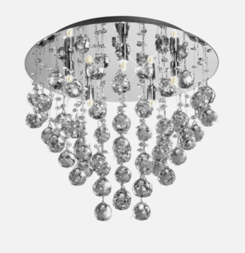 flush mount round raindrop modern crystal chandelier ceiling light for living room bedroom entryway hallway foyer low ceiling