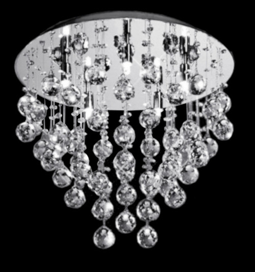 flush mount rain drop round modern crystal chandelier entryway foyer living room bedroom ceiling light, crystal ceiling light