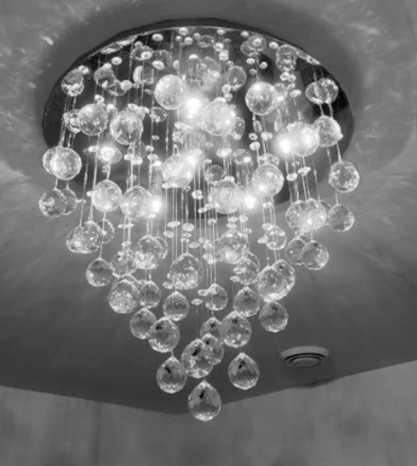 flush mount raindrop 6 light living room bedroom foyer modern crystal chandelier ceiling lighting fixture MC10206 for living room entryway entrance bedroom foyer low ceilings free shipping across Canada Montreal Quebec