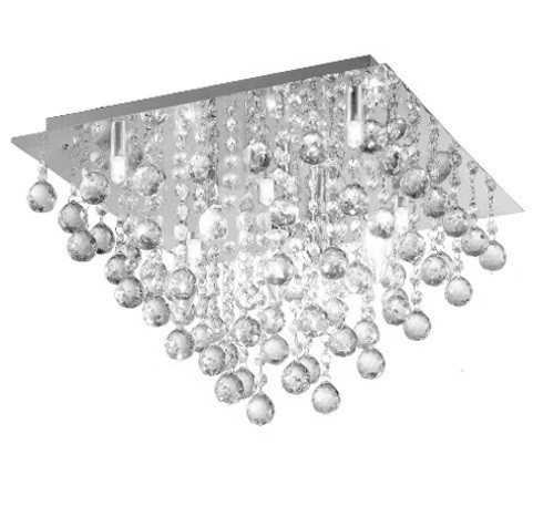 square flush mount raidrop 5 light polished chrome modern crystal chandelier ceiling lighting fixture MC11585 for entryway hallway bedroom foyer free shipping across Canada Montreal Quebec