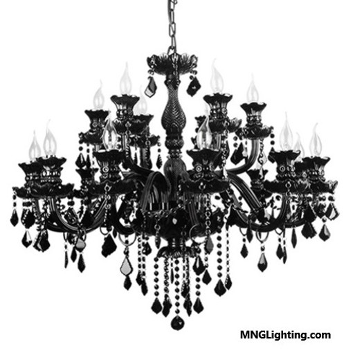 black 18 light traditional classic crystal chandelier CC10055 for high ceilings dining room living room sloped vaulted ceilings staircase foyer free delivery in Montreal