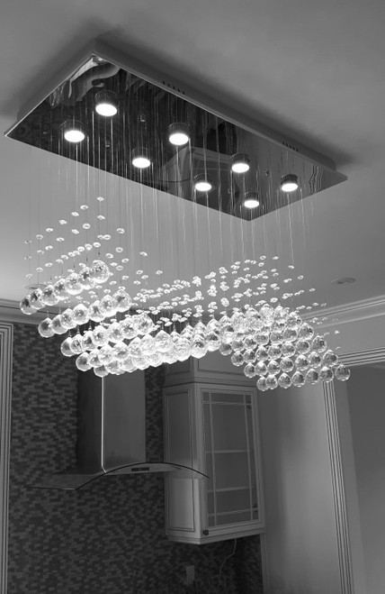 rectangular raindrop flush mount polished chrome 8 light dining room modern crystal chandelier lighting fixture MC11830 for dining room over dining tabe over kitchen island free shipping across Canada Montreal Quebec