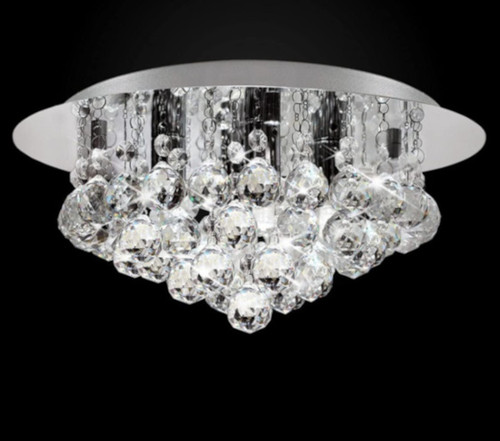 flush mount round raindrop 3-light modern crystal ceiling lighting fixture CM11035 for entryway entrance hallway bedroom bathroom foyer free shipping across Canada Montreal Quebec