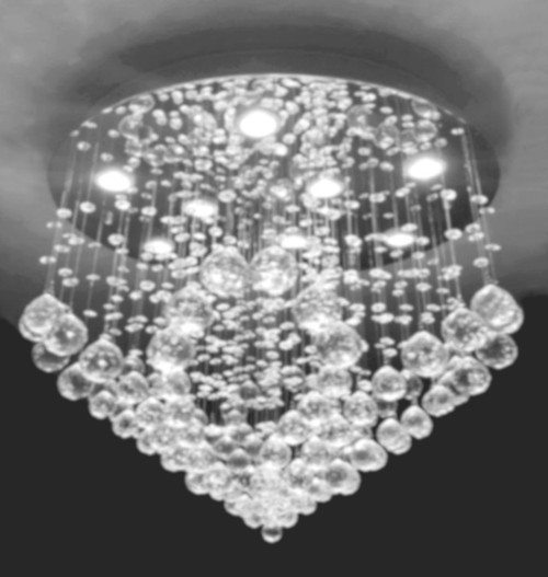 modern crystal ceiling light, flush mount raindrop design 9 light polished chrome modern crystal ceiling chandelier lighting fixture MC10440 for living room dining room bedroom entryway foyer low ceilings free shipping across Canada Montreal Quebec