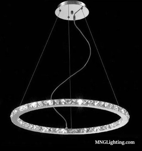 circular 1-ring integrated led round adjustable height modern crystal pendant chandelier light fixture LD29830 for enrtyway living room dining room over kitchen island bedroom staircase foyer free shipping across Canada Montreal Quebec