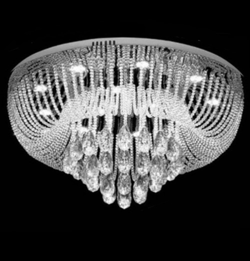 flush mount round crystal chandelier ceiling entryway foyer hallway living room dining room bedroom light fixture