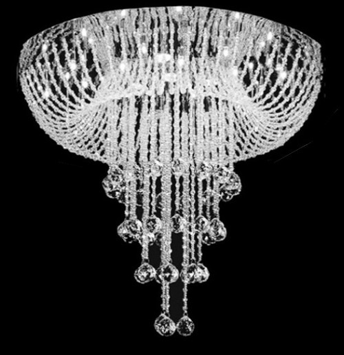 flush mount polished chrome rond crystal chandelier ceiling lighting fixture MC81756 for living room dining room bedroom syaircase foyer free shipping across Canada Montreal Quebec