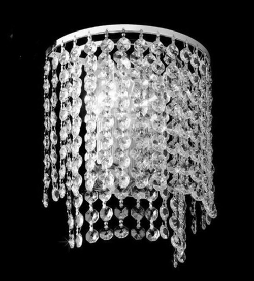 crystal polished chrome wall sconce 1-light lighting fixture CW82055 for entryway hallway foyer bedroom dining room living room free shipping across Canada Montreal Quebec on sale
