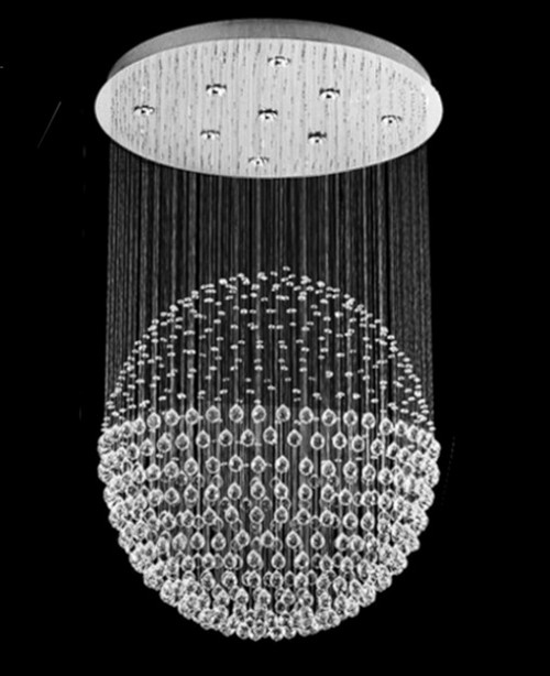 ball sphere 9 light polished chrome flush mount modern crystal chandelier light fixture MC53090 for entryway staircase foyer high ceilings shipping across Canada Montreal Quebec
