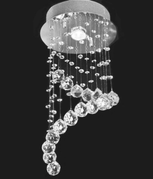 mini small 1 light spiral raindrop polished chrome modern crystal chandelier lighting fixture MC80040 for entryway hallway foyer free shipping across Canada Montreal Quebec mini small 1 light spiral raindrop polished chrome modern crystal chandelier lighting fixture MC80040 for entryway hallway foyer free shipping across Canada Montreal Quebec