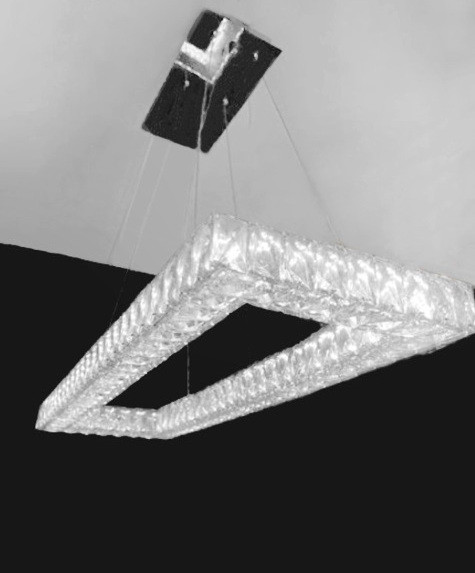 led crystal pendantchandelier rectangular linear polished chrome integrated led modern crystal pendant chandelier lighting fixture LDO86020 for sloped vaulted ceiling dining room over dining table over kitchen island free shipping across Canada Montreal Quebec