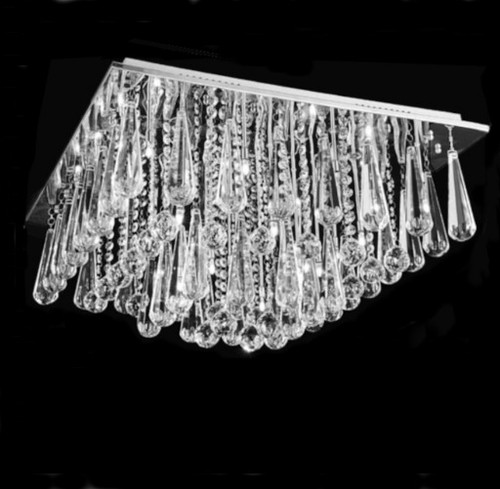 square flush mount polished chrome 4 light modern crystal chandelier ceiling light fixture MC30290 for dining room living room bedroom entrway hallwat foyer low ceiling 8. ft. ceiling free shipping across Canada Montreal Quebec