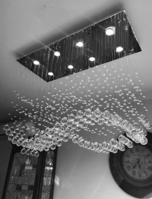 dining room rectangular flush mount wave rain drop modern crystal chandelier 8 light fixture