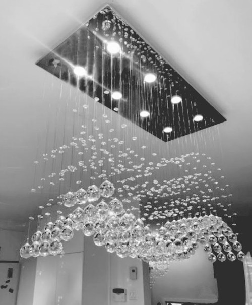 rectangular wave raindrop flush mount polished chrome 8 light dining room dining table kitchen island modern crystal chandelier light fixture MC22020 for dining room over dining table over kitchen island free shipping across Canada Montreal Quebec