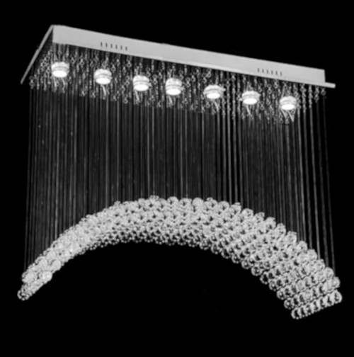 rectangular raindrop modern crystal chandelier polished chrome flush mount 8 light lighting fixture MC18851 for dining room kitchen island free shipping across Canada Montreal Quebec