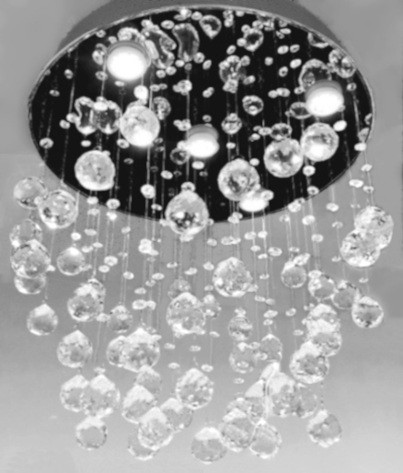 Modern raindrop polished chrome 8 -ight crystal chandelier flush mount ceiling light fixture MC 90291 for living room, dining room, entryway, bedroom, foyer, 8 ft. ceilings, free shipping across Canada, Montreal, Quebec
