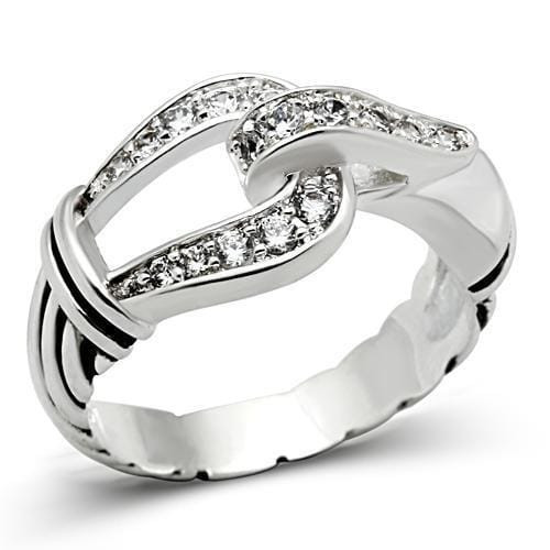 SS050 - Silver 925 Sterling Silver Ring with AAA Grade CZ  in Clear A874-SS050