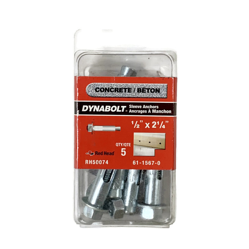 RED HEAD RH50074 Dynabolt 1/2-inch x 2-1/4-inch Concrete Sleeve Anchors ...