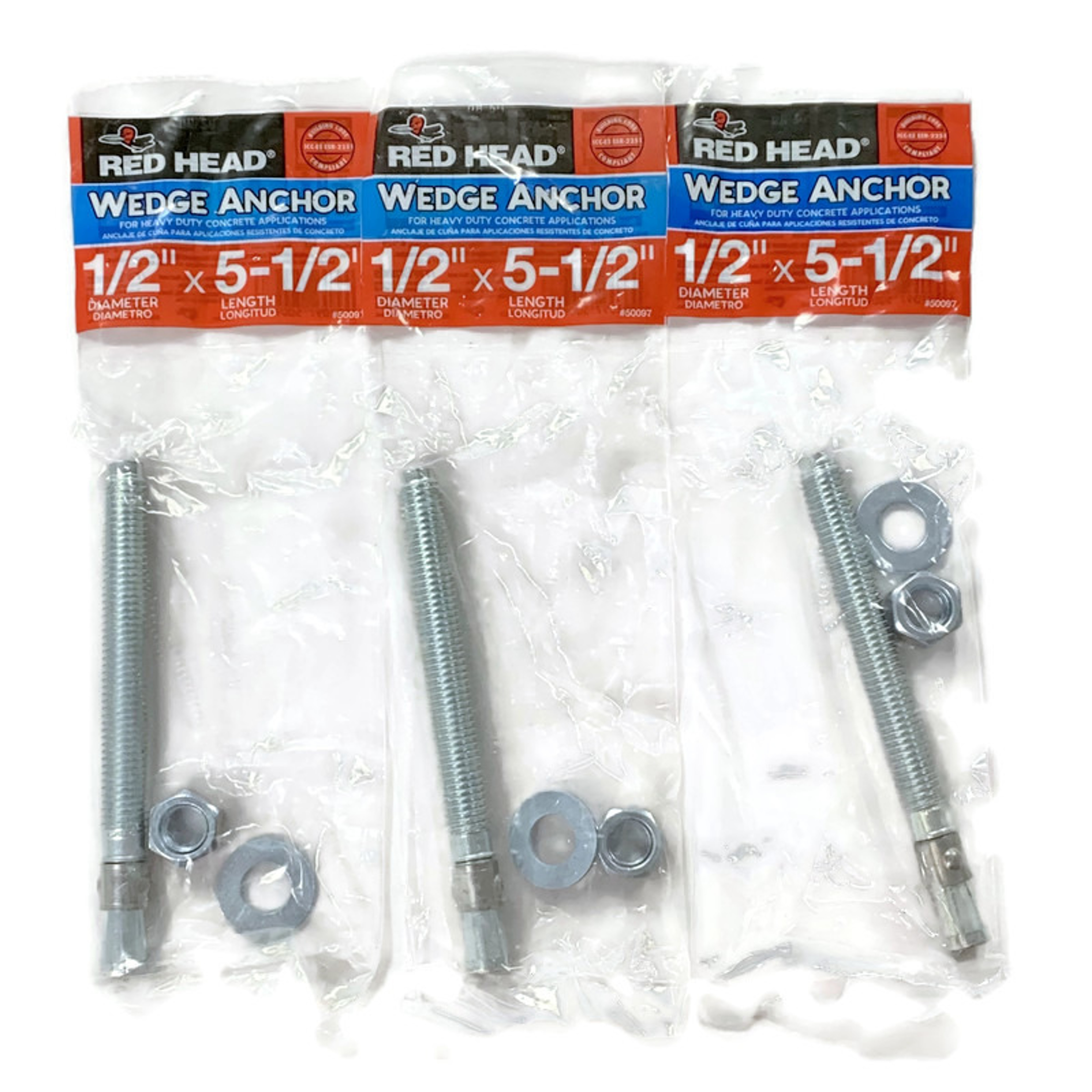 RED HEAD 50097 1/2in x 51/2in Heavy Duty Concrete Wedge Anchor 3