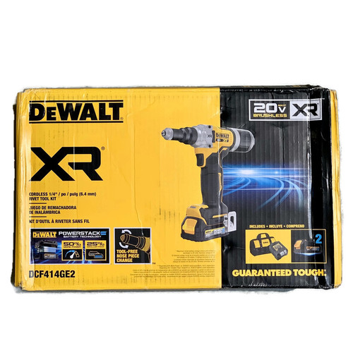 DEWALT DCF414GE2 (New-Other) 20V MAX XR Brushless Cordless 1/4-in Powerstack Rivet Tool Kit