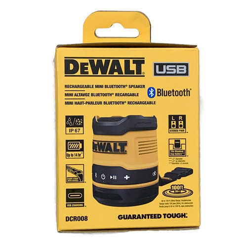 DEWALT DCR008 (New-Other) USB-C Rechargeable Mini Bluetooth Speaker