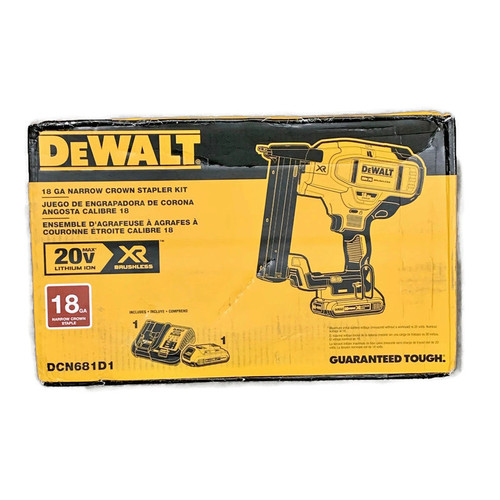 DEWALT DCN681D1 (New-Other) 20V MAX Brushless Cordless 18-Gauge Narrow Crown Stapler Kit