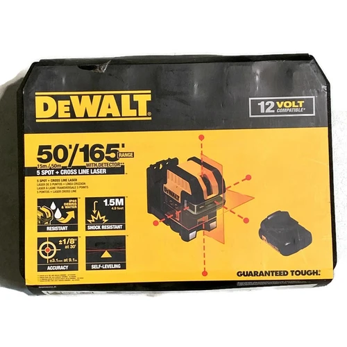 DEWALT DW0825LR (New-Other) 12V MAX Compatible 100-ft 5-Spot + Cross Line Red Laser Level