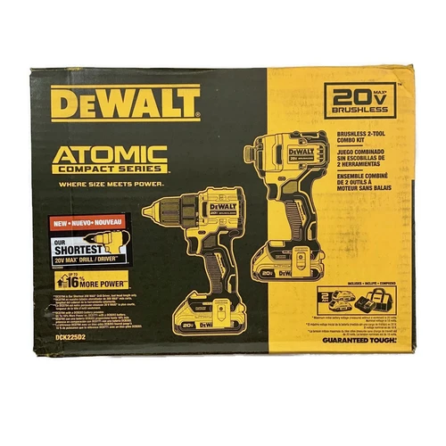 DEWALT DCK225D2 (New-Other) ATOMIC 20V MAX Brushless Compact Impact & Drill/Driver Combo Kit