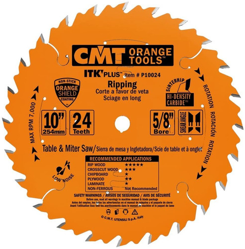 CMT P10024 ITK Plus 10-inch 24-Teeth 5/8-inch-Bore Circular Ripping Saw Blade
