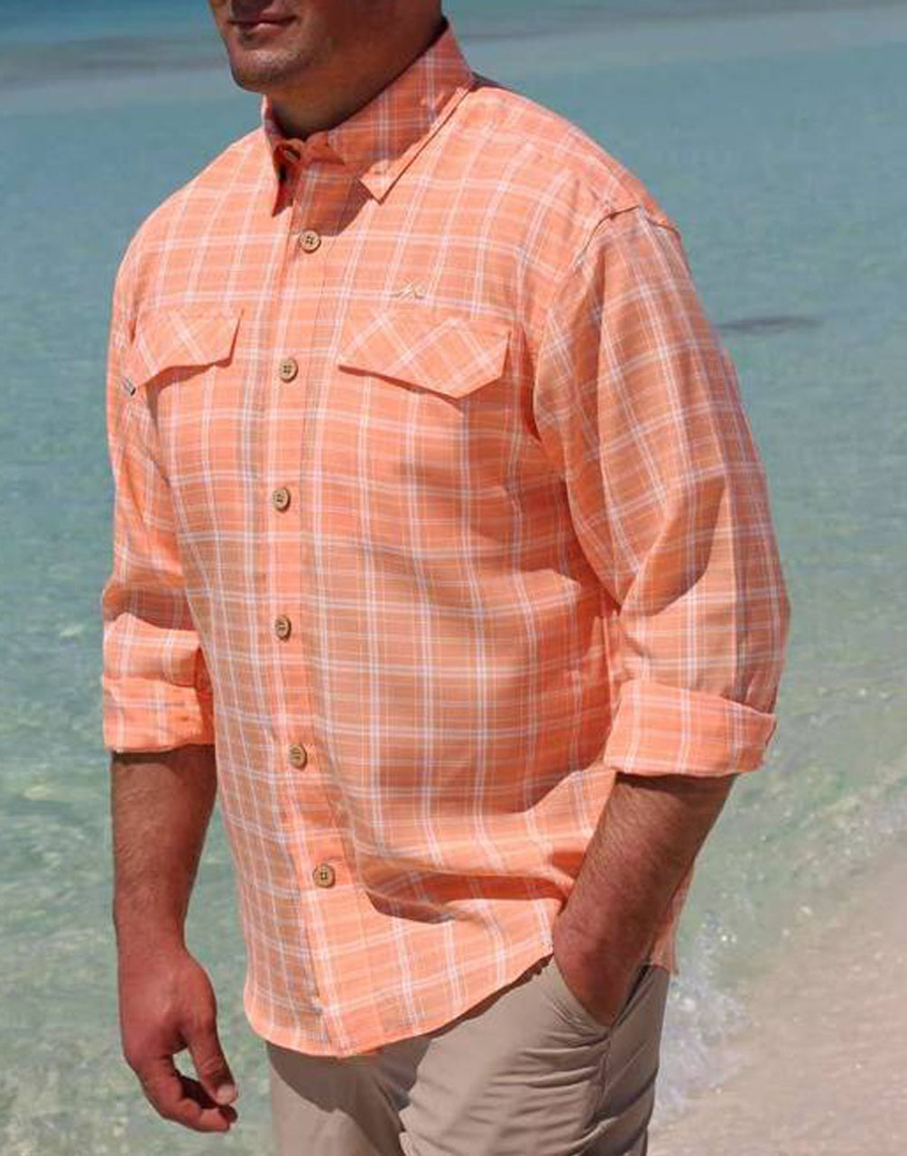 Coastal Plaid Long Sleeve Vented Shirt by Mojo