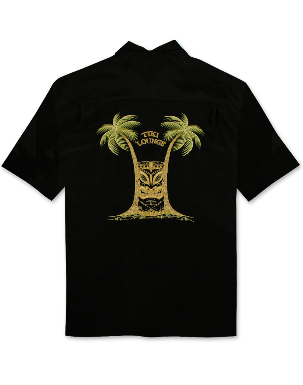 Tiki Lounge Embroidered Polynosic Camp Shirt by Bamboo Cay - WB1952 Black