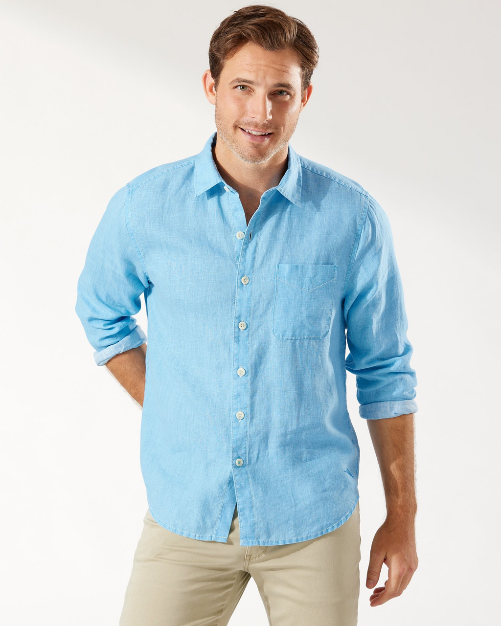 Tommy Bahama | Sea Glass Breezer Linen Long Sleeve Shirt Blue Yonder Med