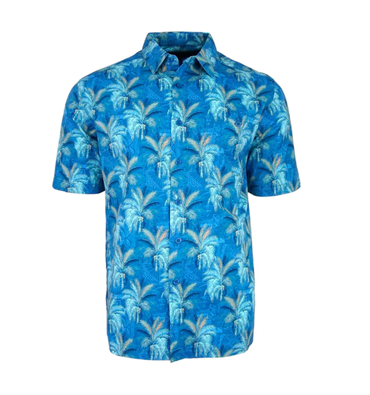 Windy Palms Print Shirt by Weekender - Blue - Captains Landing