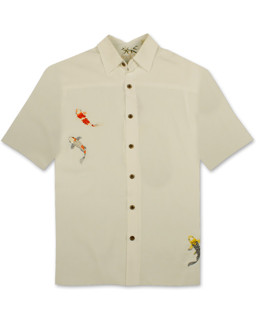 Charming Koi Embroidered Polynosic Camp Shirt by Bamboo Cay - WB1915 ...