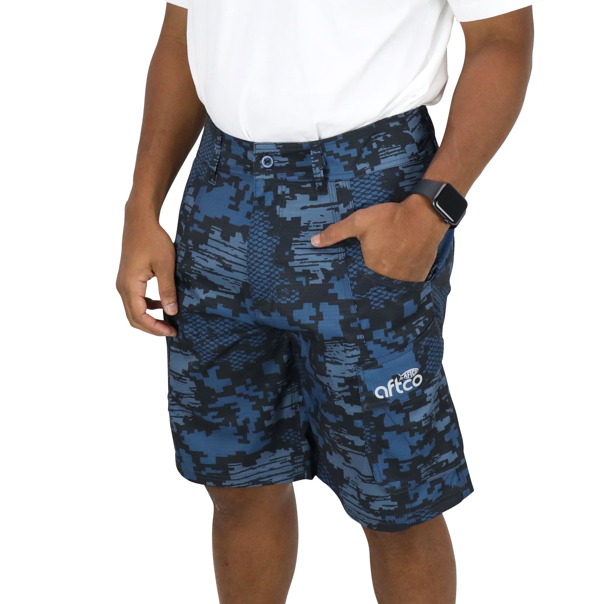 AFTCO Tactical Fishing Shorts - Navy Digi Camo - 32