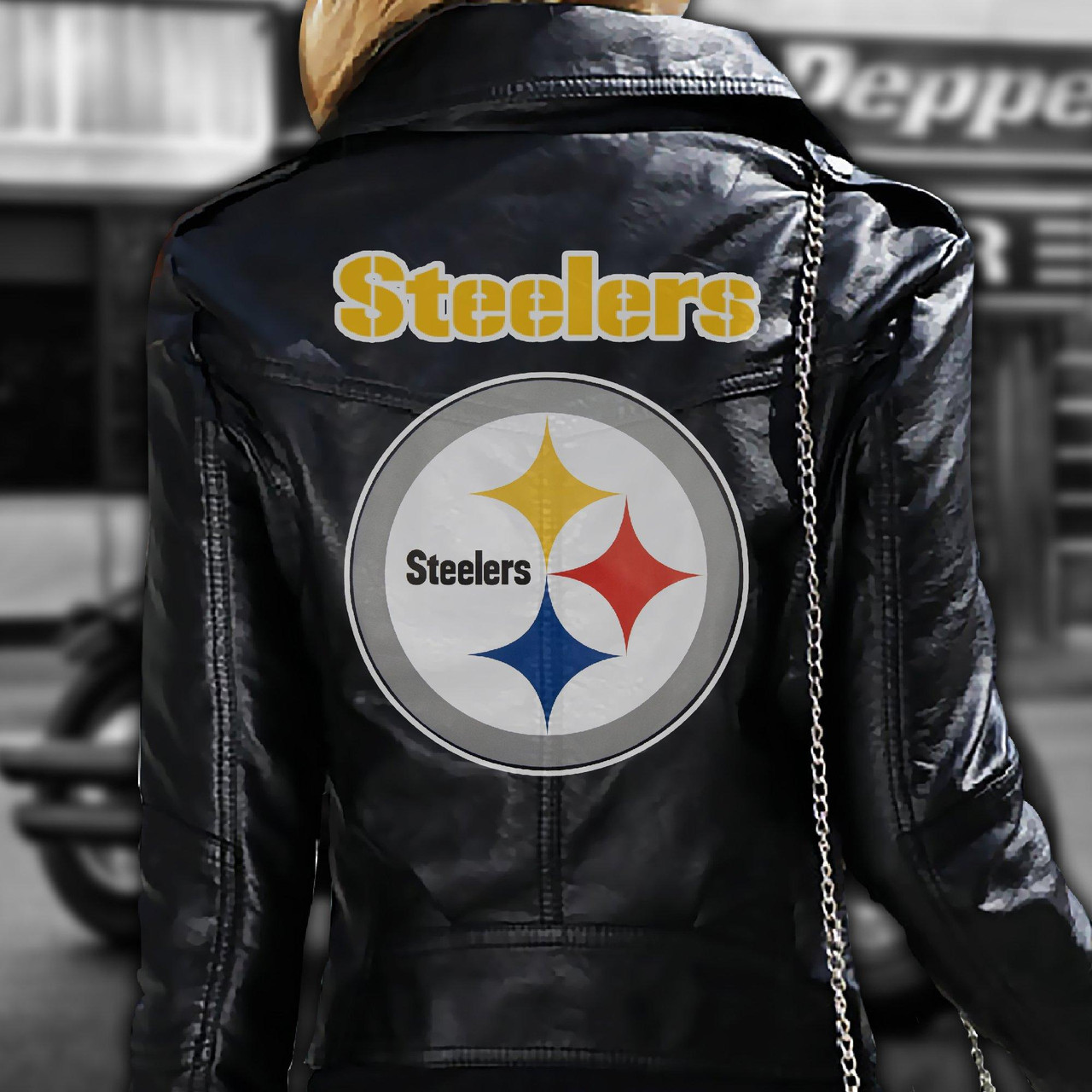 Vintage NFL Pittsburgh Steelers Black Leather Jacket - Maker of Jacket