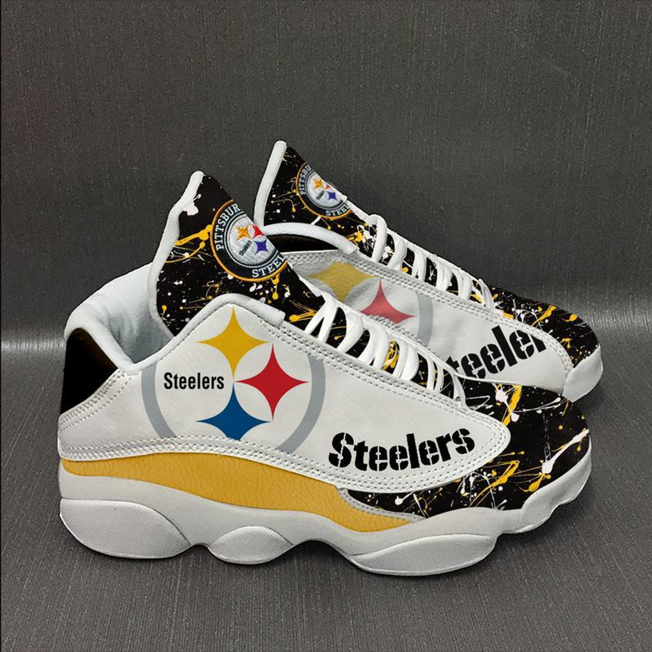 Custom Name Pittsburgh Steelers Mom Leopard Pattern Air Jordan 13 Shoes  Personalized - Women's Air Jordan 13