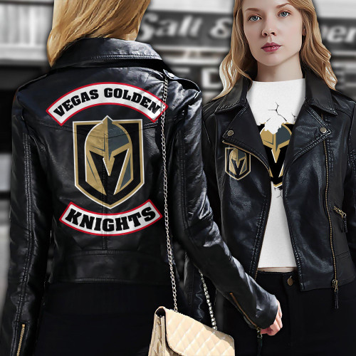 Vegas Golden Knights Nhl Hockey Black Leather Jacket Sport Leather Biker Motorcyle Women Leather Men5556