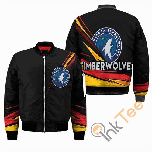 Minnesota Timberwolves NBA Black Apparel Best Christmas Gift For Fans Bomber Jacket, 3D All Over Print Model 610