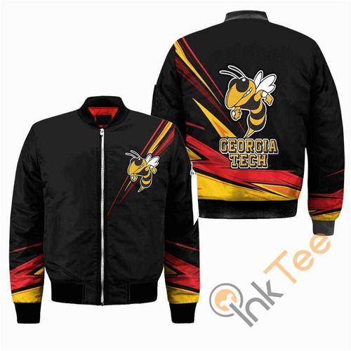 Georgia Tech Yellow Jackets NCAA Black Apparel Best Christmas Gift For Fans Bomber Jacket, 3D All Over Print Model 831